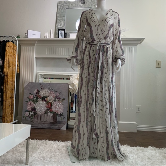 COPY - MARCHESA VOYAGE FLORAL SILK MAXI WRAP DRESS - Picture 5 of 16